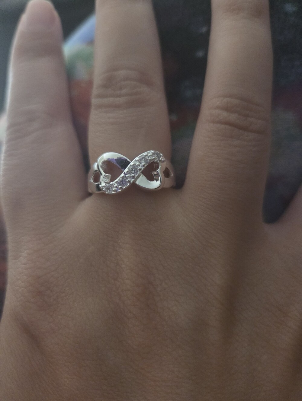 925 Silver Infinity Heart Ring with Cubic Zirconia | Size 7